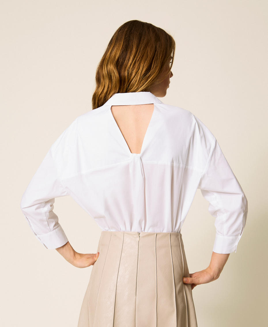 Camicia in popeline con nodo Bianco "Papers" Donna 252AP2200_00840_03