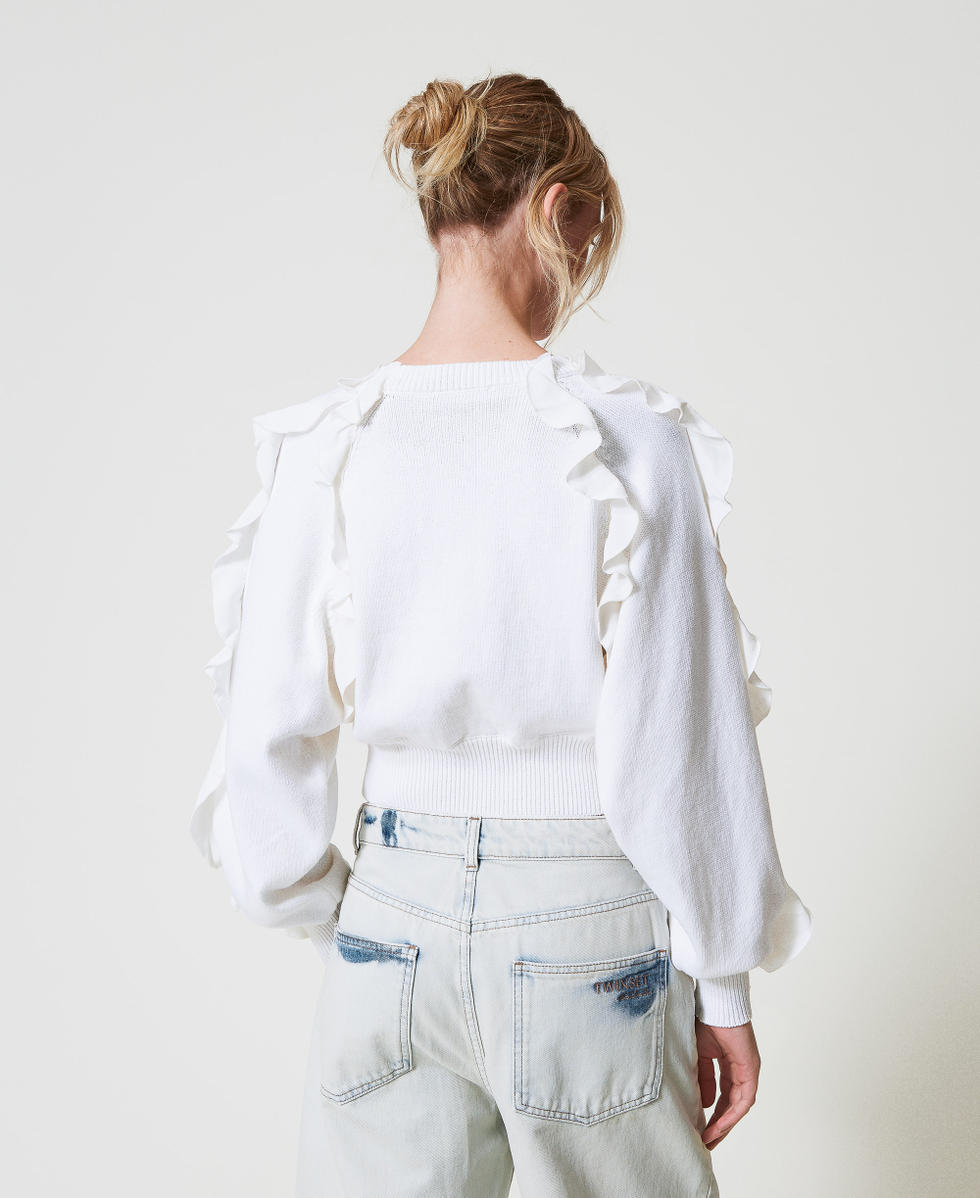 Kimono jumper with ruffles Sugar White Woman 251AP3180_00632_02