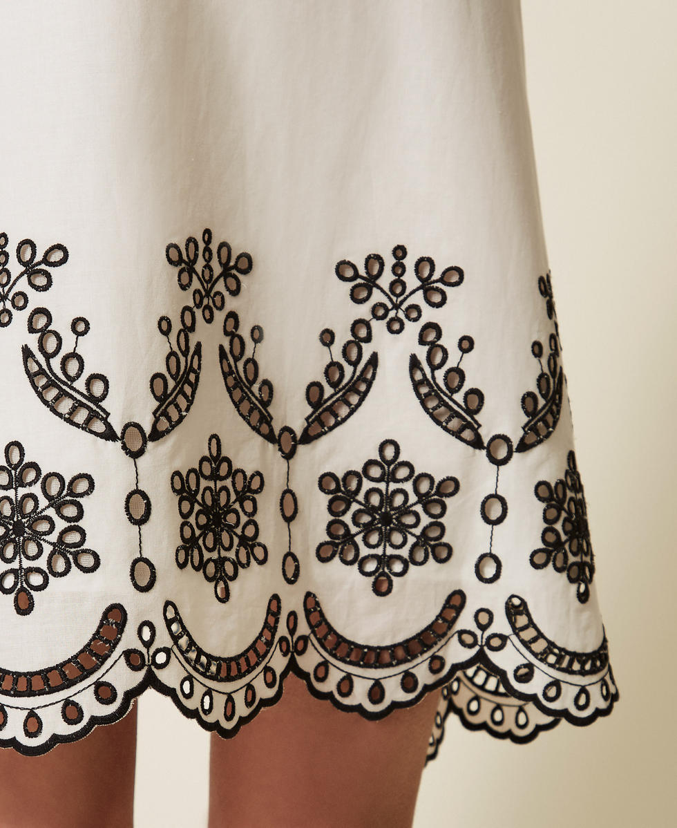 Nightgown with embroidery Off White/Black Woman 261LL2FAA_13288_04