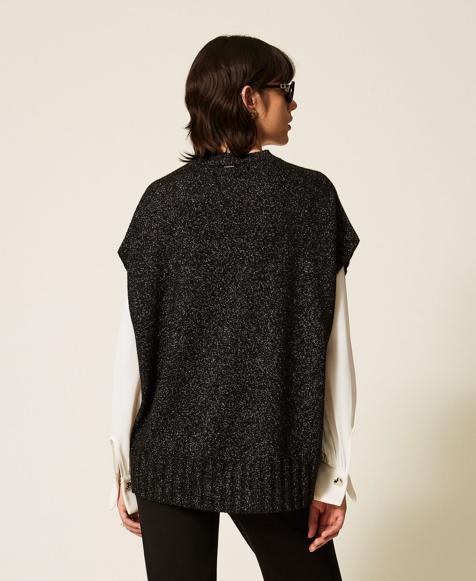 Jersey de lana y cachemira con l&uacute;rex Negro / Oro Mujer 262TP3510_13934_04