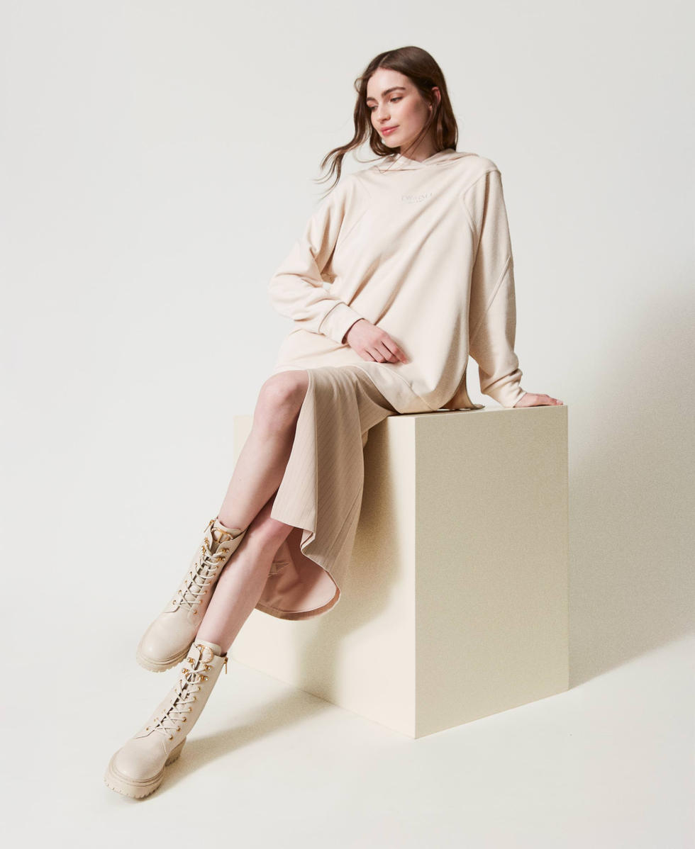 Combat boots with rhinestone Oval T Old White Woman 242TCP072_11748_S0