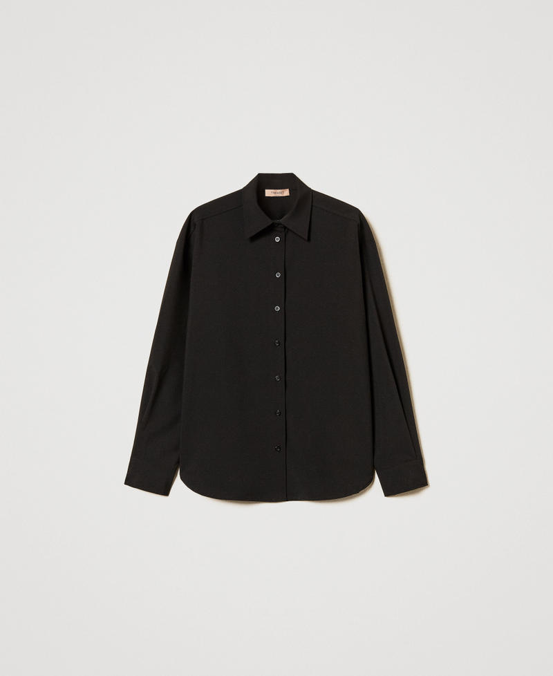 Camicia oversize in tessuto tecnico Nero Donna 251TQ2030_00006_S0