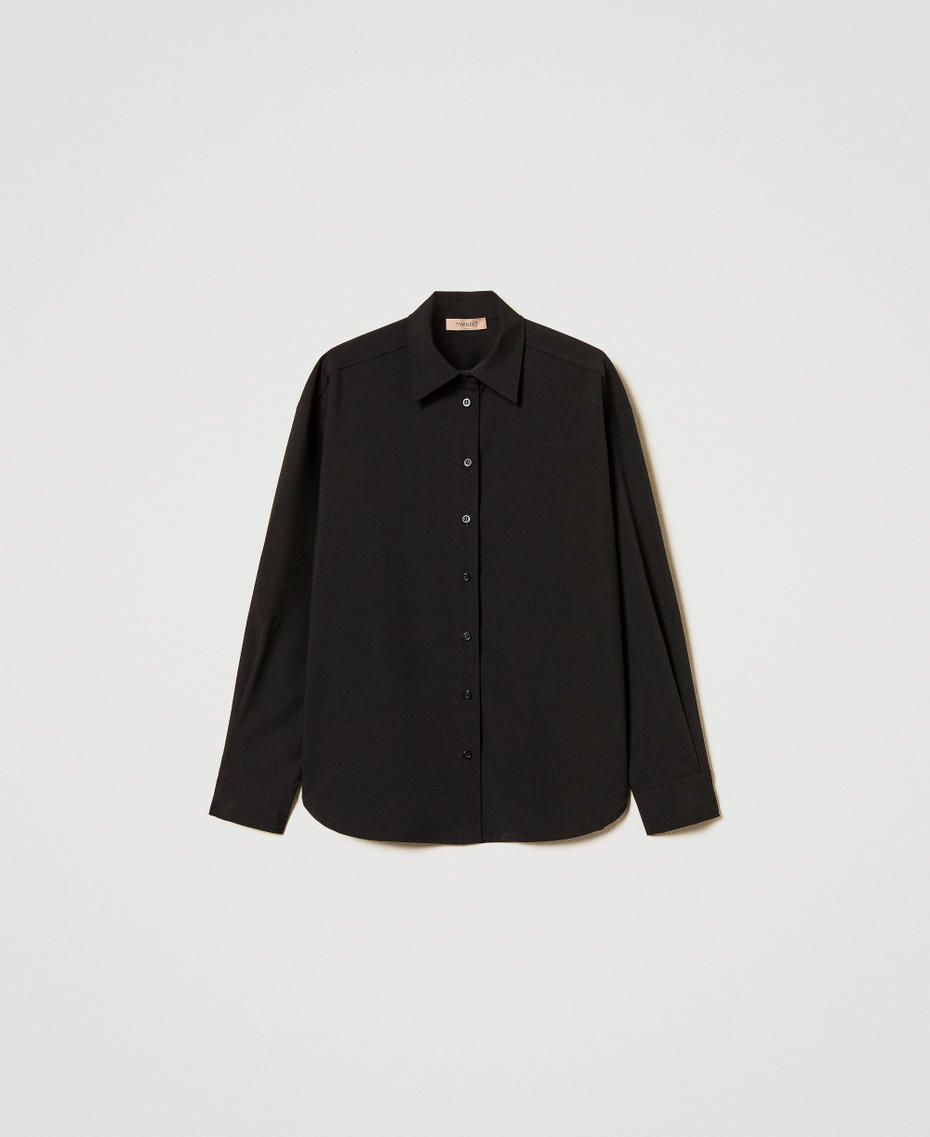 Camicia oversize in tessuto tecnico Nero Donna 251TQ2030_00006_S0