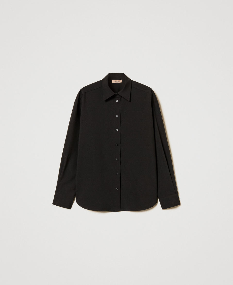 Camicia oversize in tessuto tecnico Nero Donna 251TQ2030_00006_0S