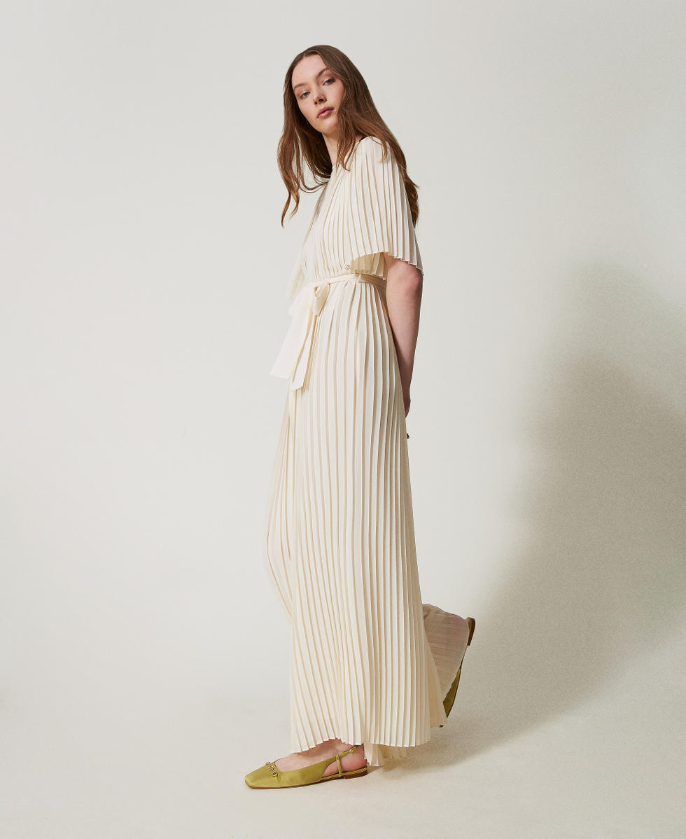 Long cr&ecirc;pe georgette jumpsuit Vanilla Woman 251TP2050_12143_02