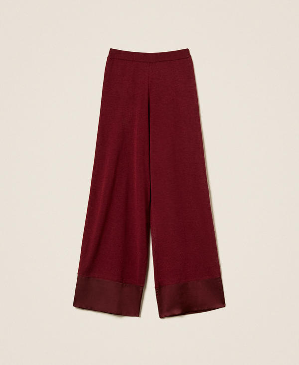 Wool blend trousers with satin