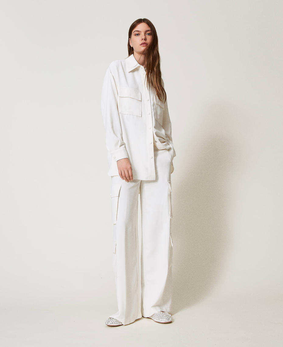 Camicia in crêpe piquet