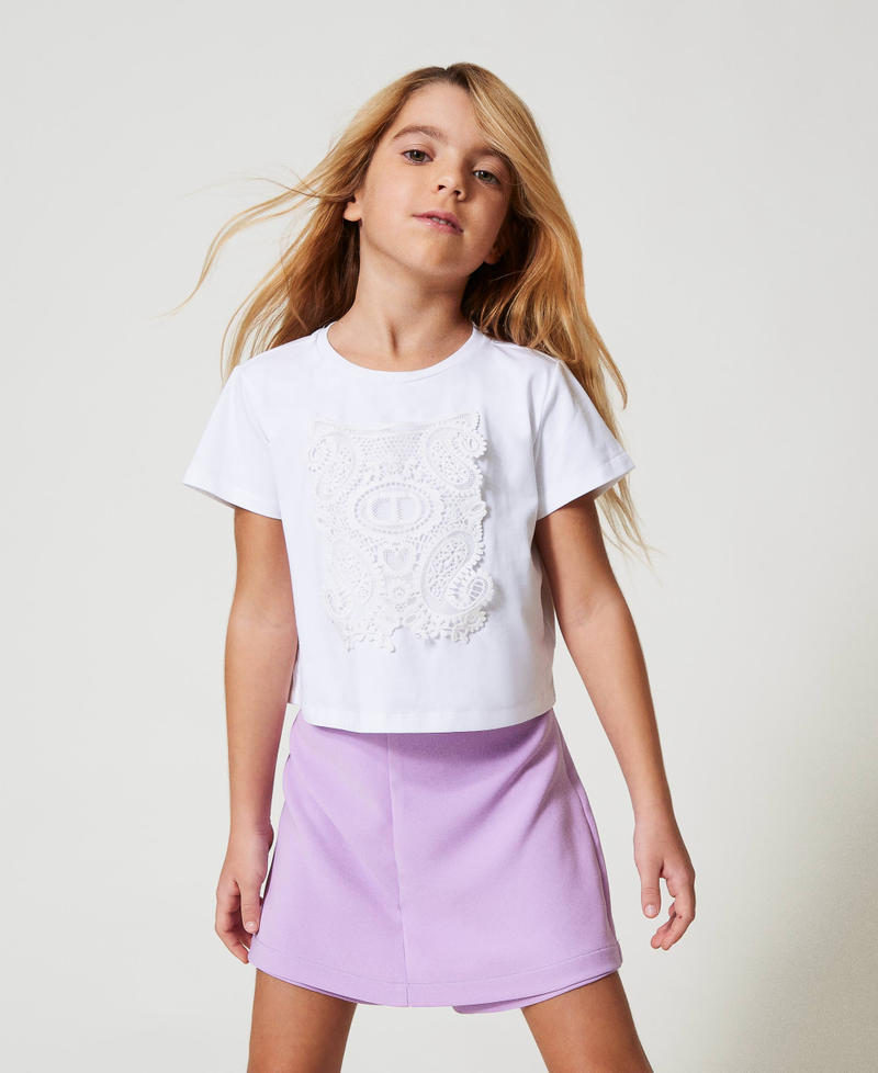 Cropped T-shirt with patch "Ice" White Girl 251GJ2480_00808_01
