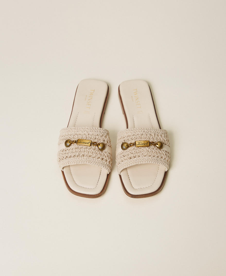 Crochet slides Mother Of Pearl Woman 261TGT044_00059_04