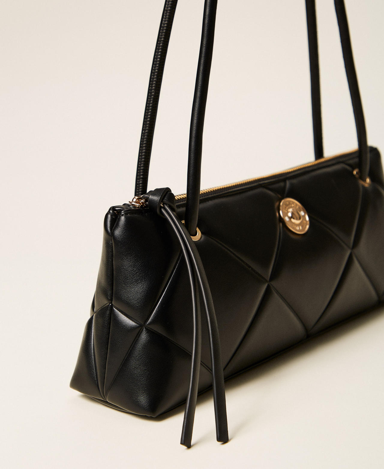 Quilted bowler bag with logo Black Woman 262TB7082_00006_02