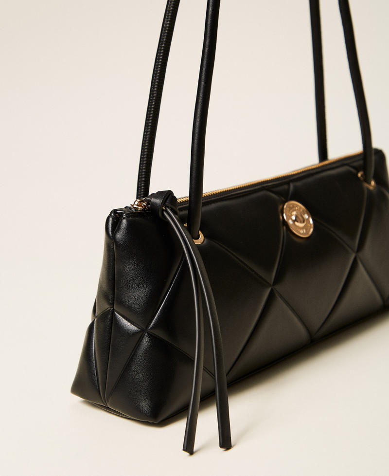 Quilted bowler bag with logo Black Woman 262TB7082_00006_02