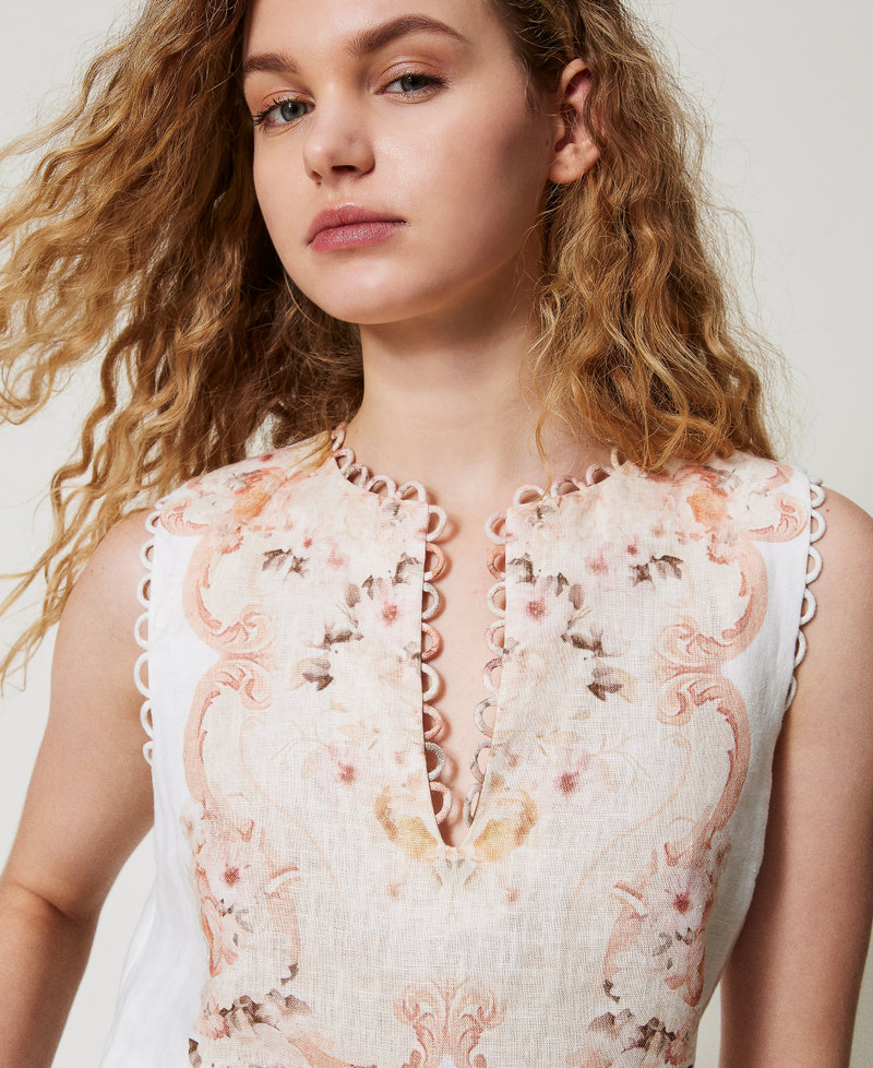 Top de lino estampado