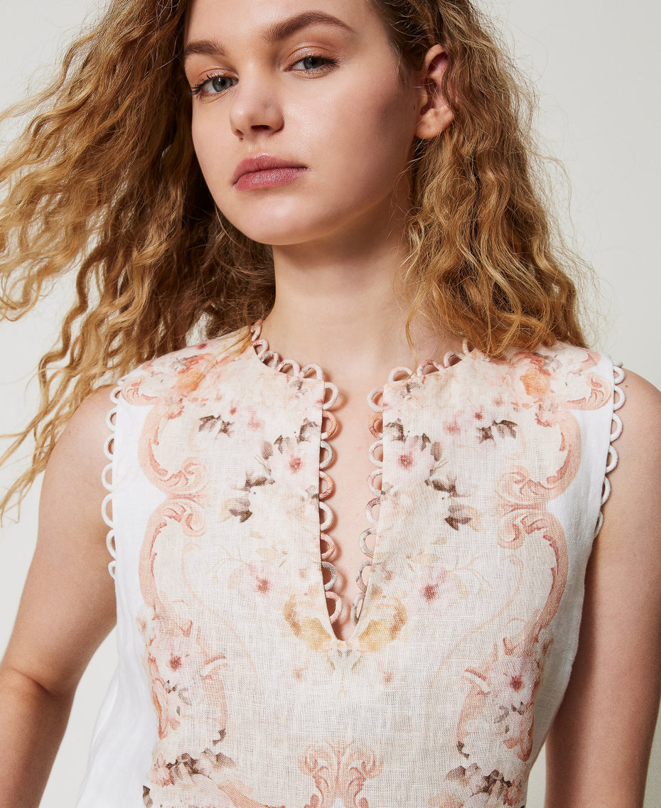 Top de lino estampado