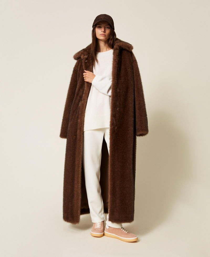 Knit jumper with plush sleeves Off White Woman 252LL2CAA_00526_T0