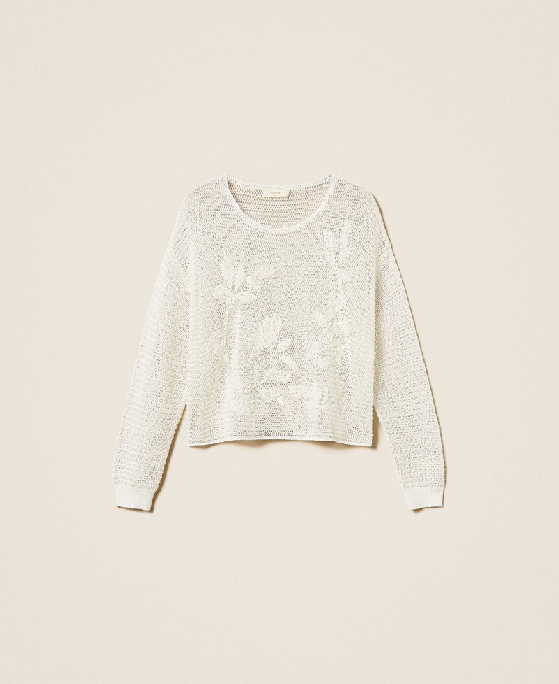 Handbestickter Netzpullover Lilie Frau 261TE3020_00381_S0