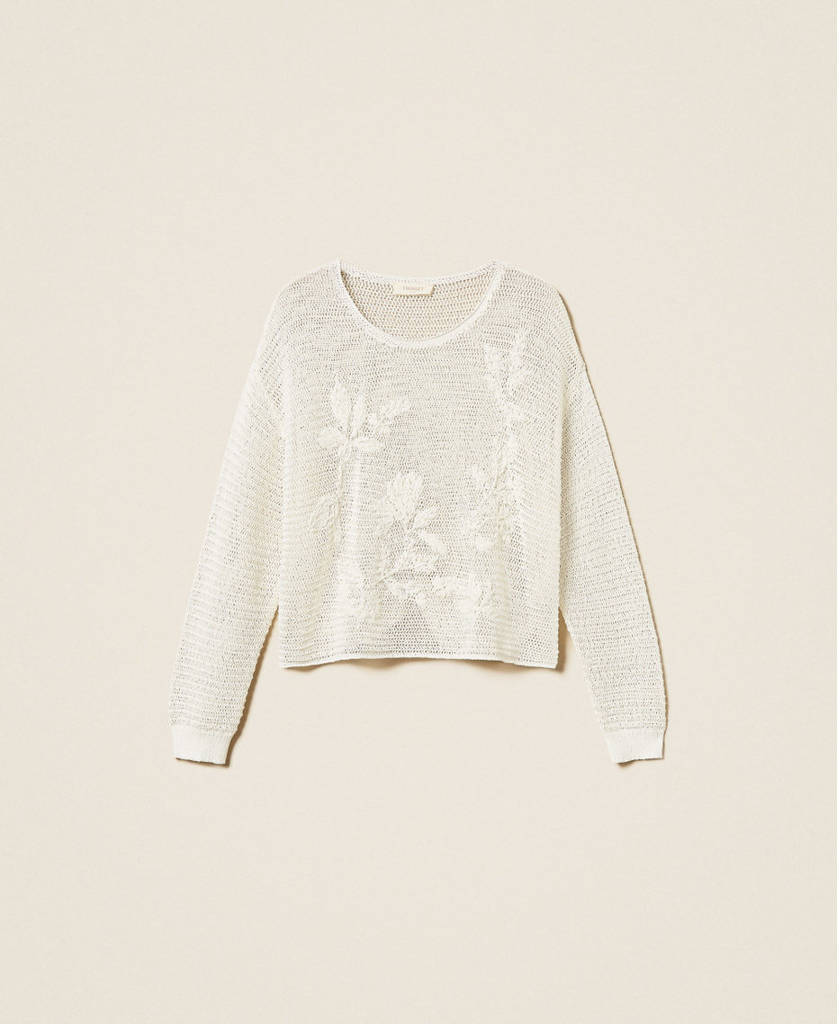Handbestickter Netzpullover Lilie Frau 261TE3020_00381_S0
