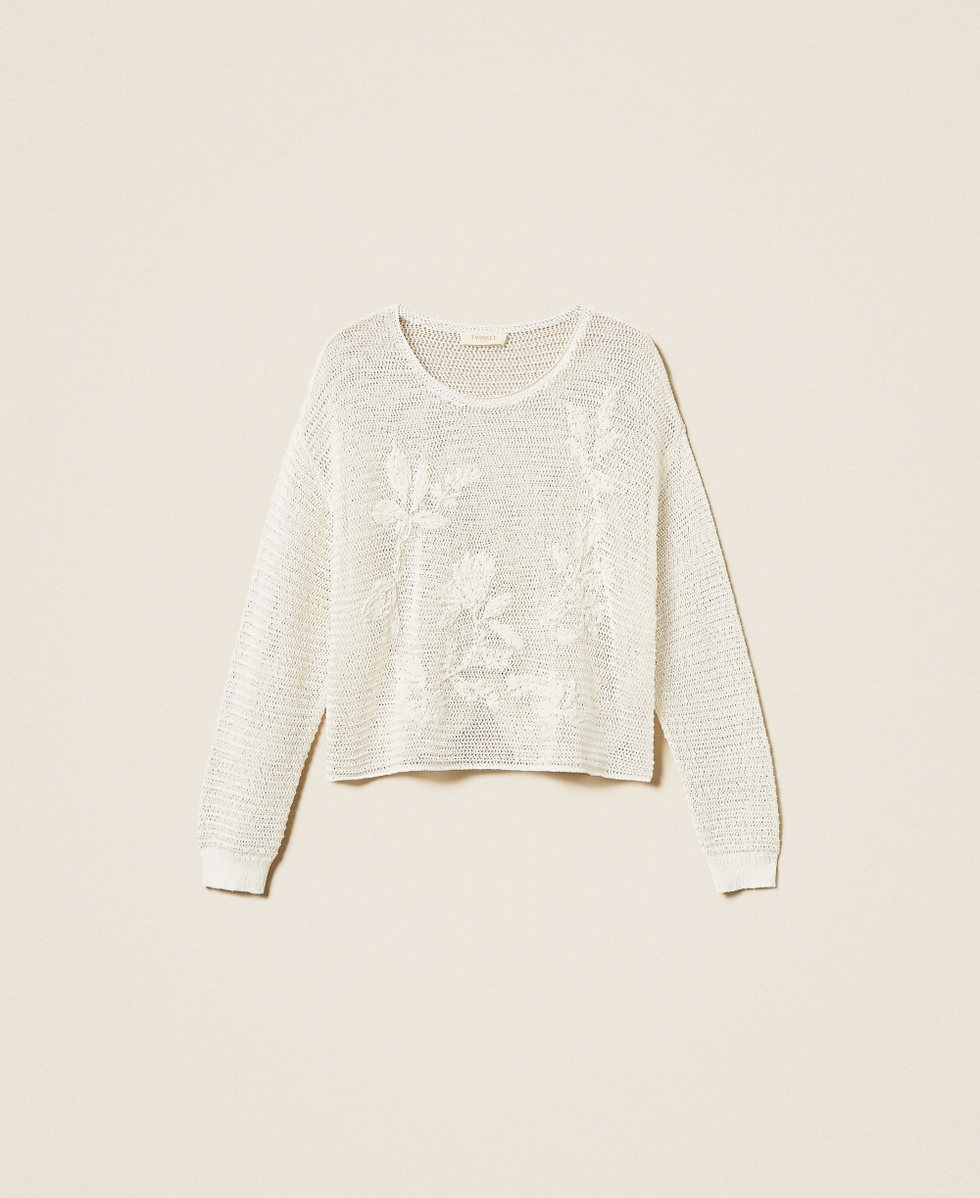 Handbestickter Netzpullover