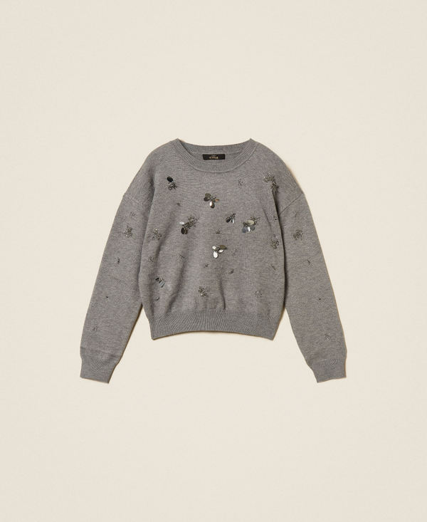 Crew neck jumper with embroidery