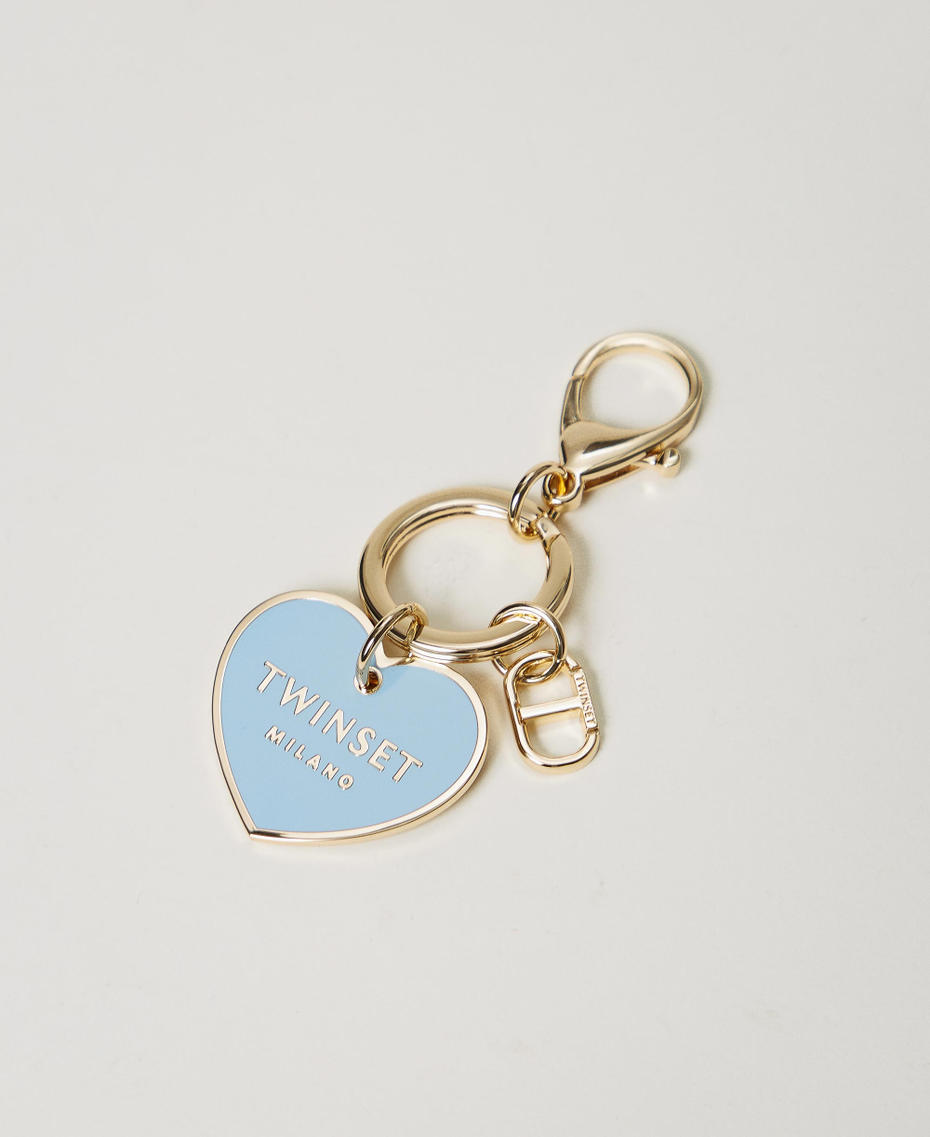 Heart-shaped keyring with logo Dusty Blue Woman 251TH7010_00485_01
