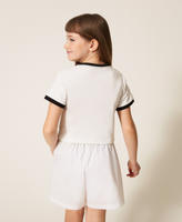 T-shirt regular con stampa logo Bicolor Off White / Nero Bambina 261GJ2253_10973_03