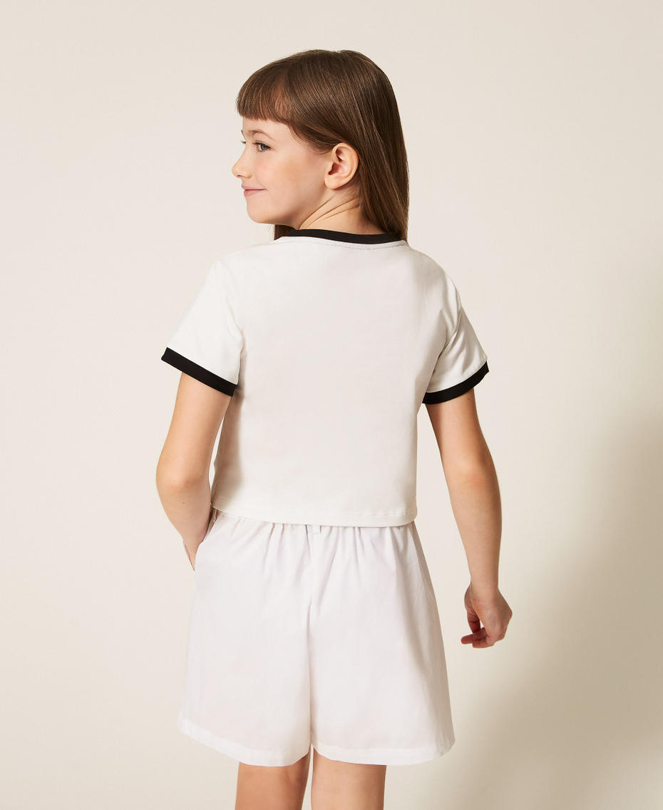 Regular T-shirt with logo print Two tone Off White/Black Girl 261GJ2253_10973_03