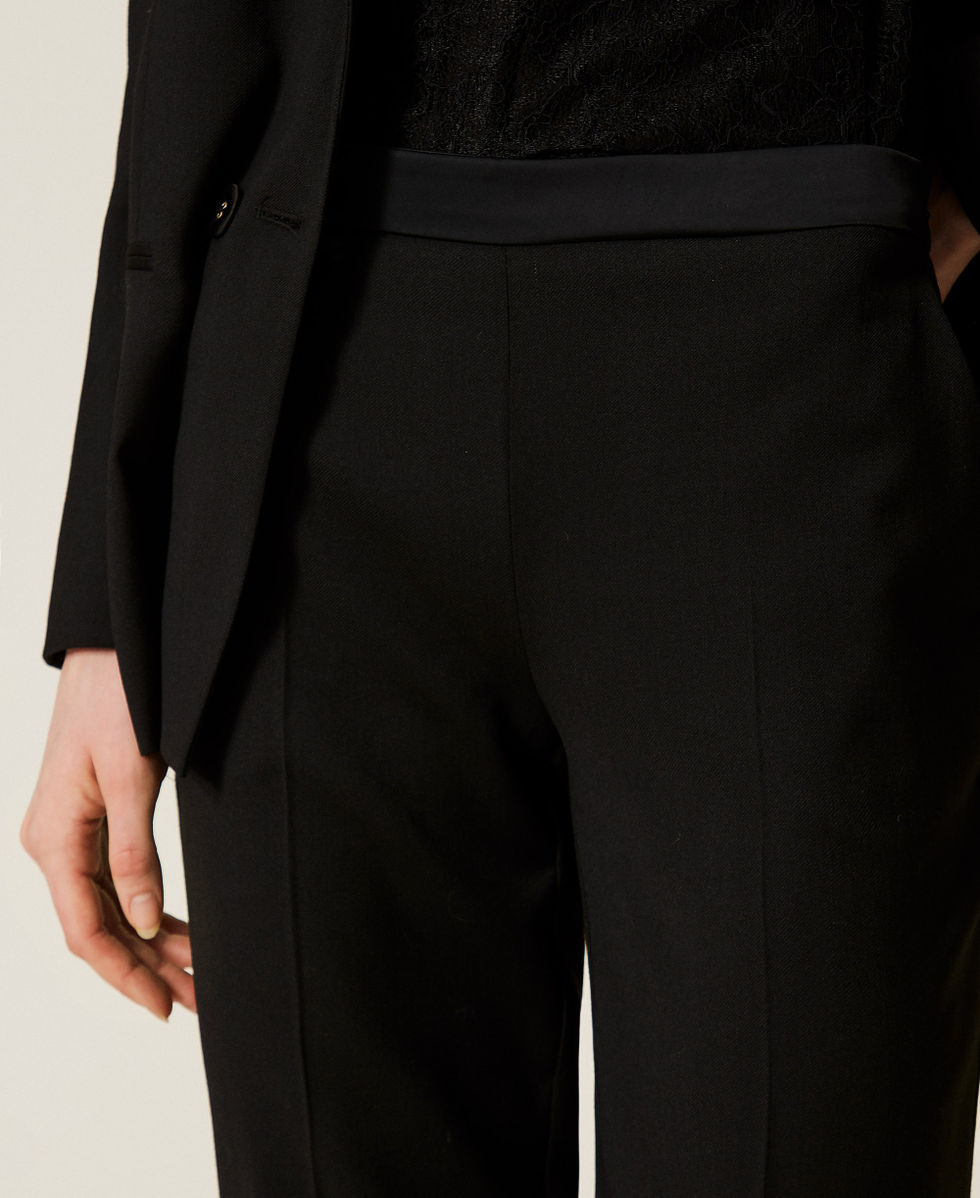 Flared trousers with satin details Black Woman 252TT2123_00006_04