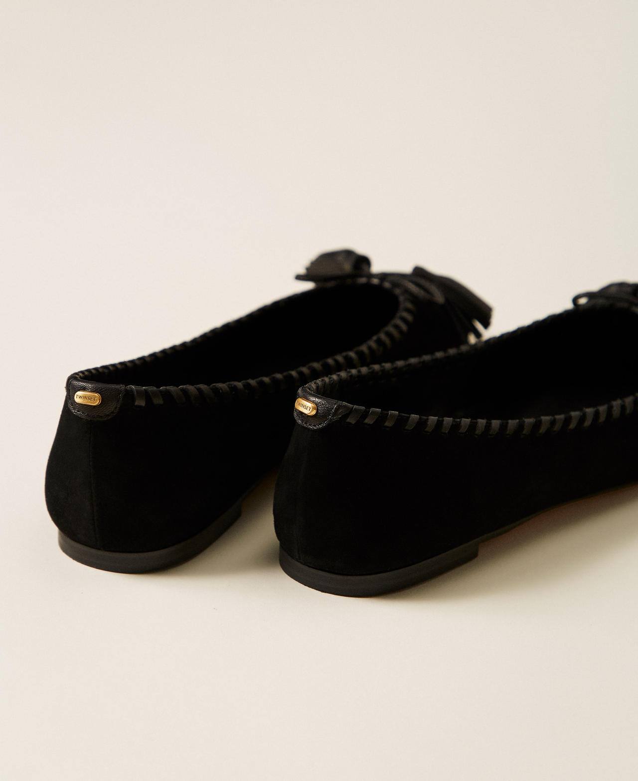 Ballerines en cuir velours avec n&oelig;ud Noir Femme 262TCP160_00006_03