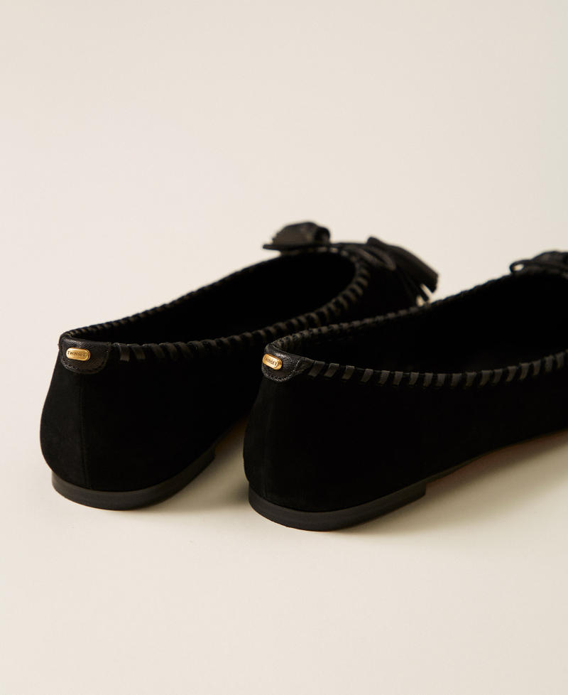 Ballerines en cuir velours avec n&oelig;ud Noir Femme 262TCP160_00006_03