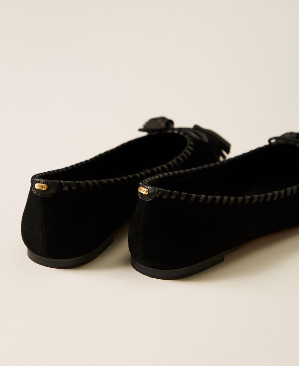 Ballerines en cuir velours avec n&oelig;ud Noir Femme 262TCP160_00006_03