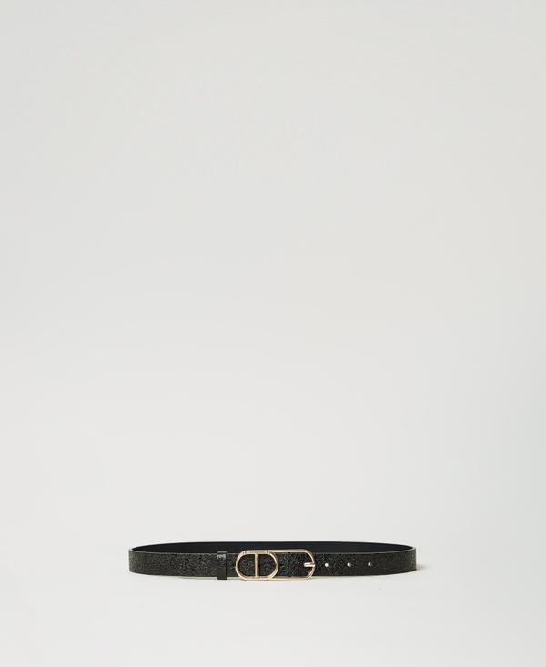 Gürtel aus Craquelé-Leder mit „Oval T“-Schnalle