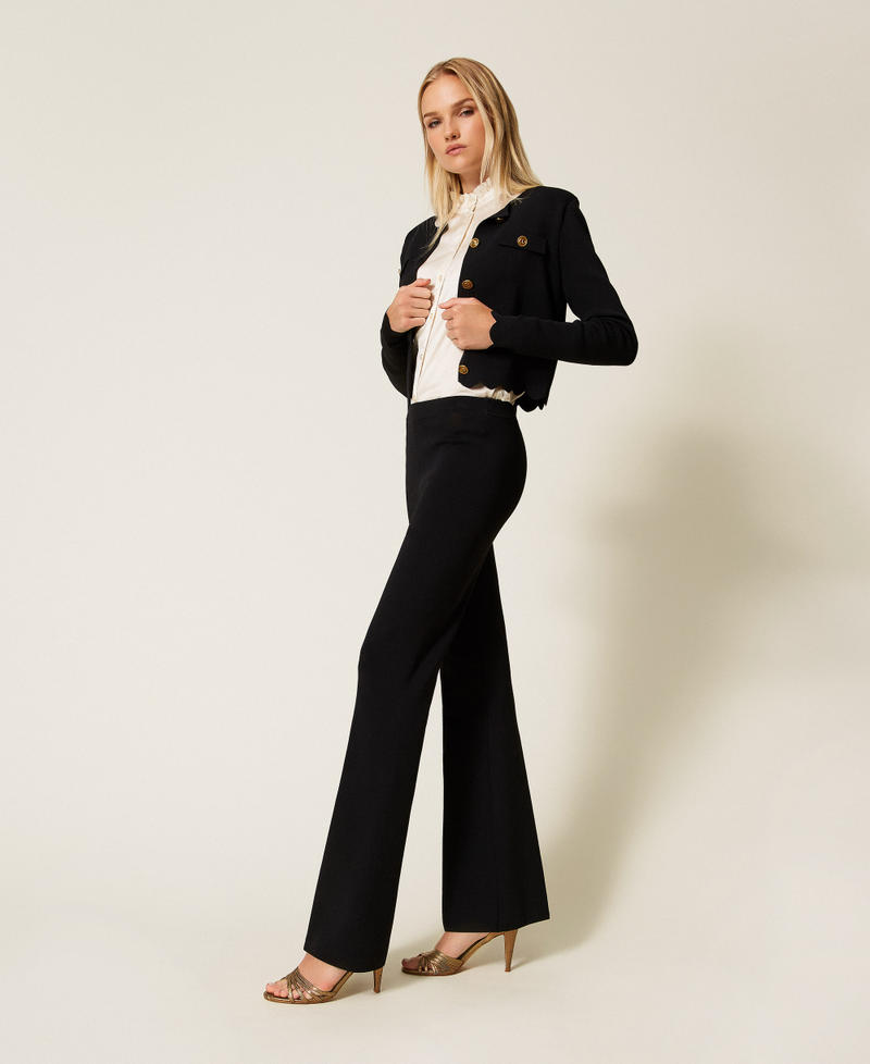 Flared knit trousers Black Woman 252TP3206_00006_02
