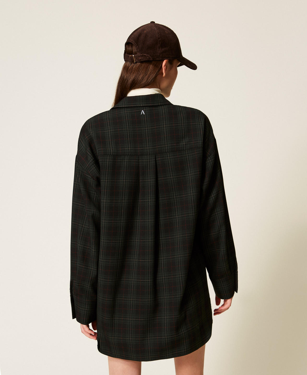 Tartan shirt with embroidery Daily Tartan Green Woman 252AT2134_12451_02