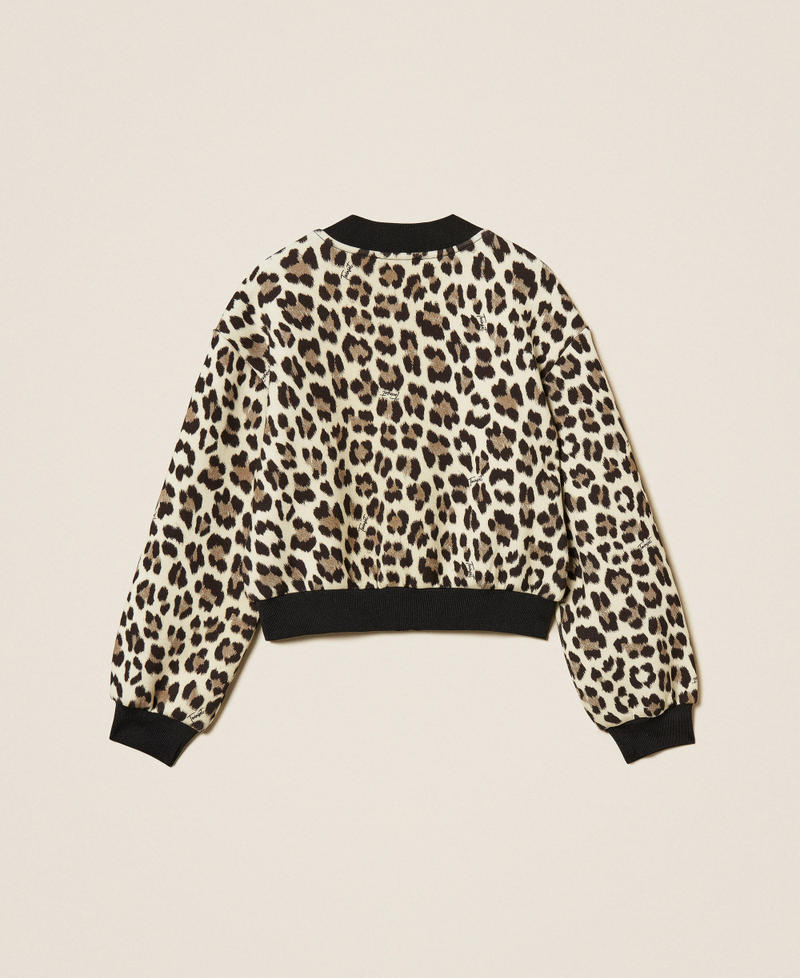 Scuba fabric animal print bomber jacket Leopard Print Girl 252GJ2023_12700_S1