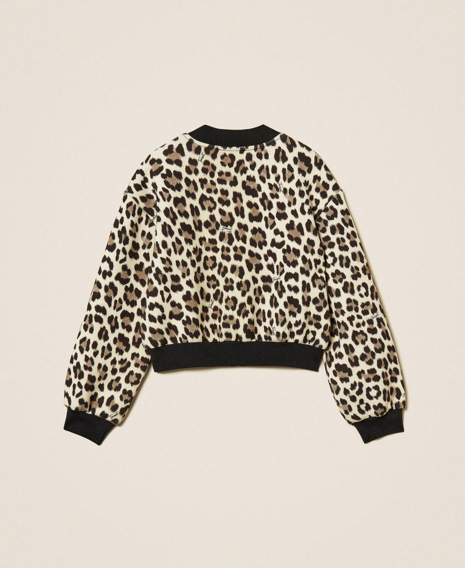 Scuba fabric animal print bomber jacket Leopard Print Girl 252GJ2023_12700_S1