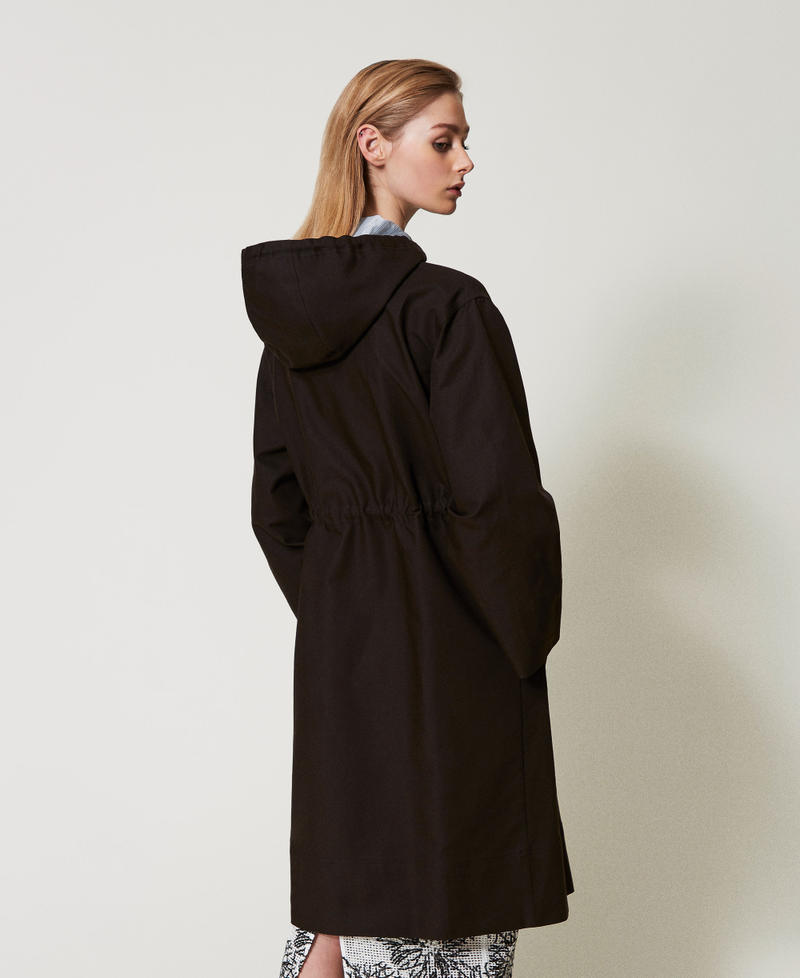 Hooded parka coat with embroidery Black Woman 251TE2181_00006_03