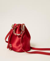 Satin bucket bag with rhinestones Venetian Red Woman 252TB7220_00740_02