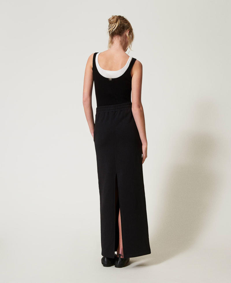 Long skirt with Oval T chain Black Woman 251TE2072_00006_03