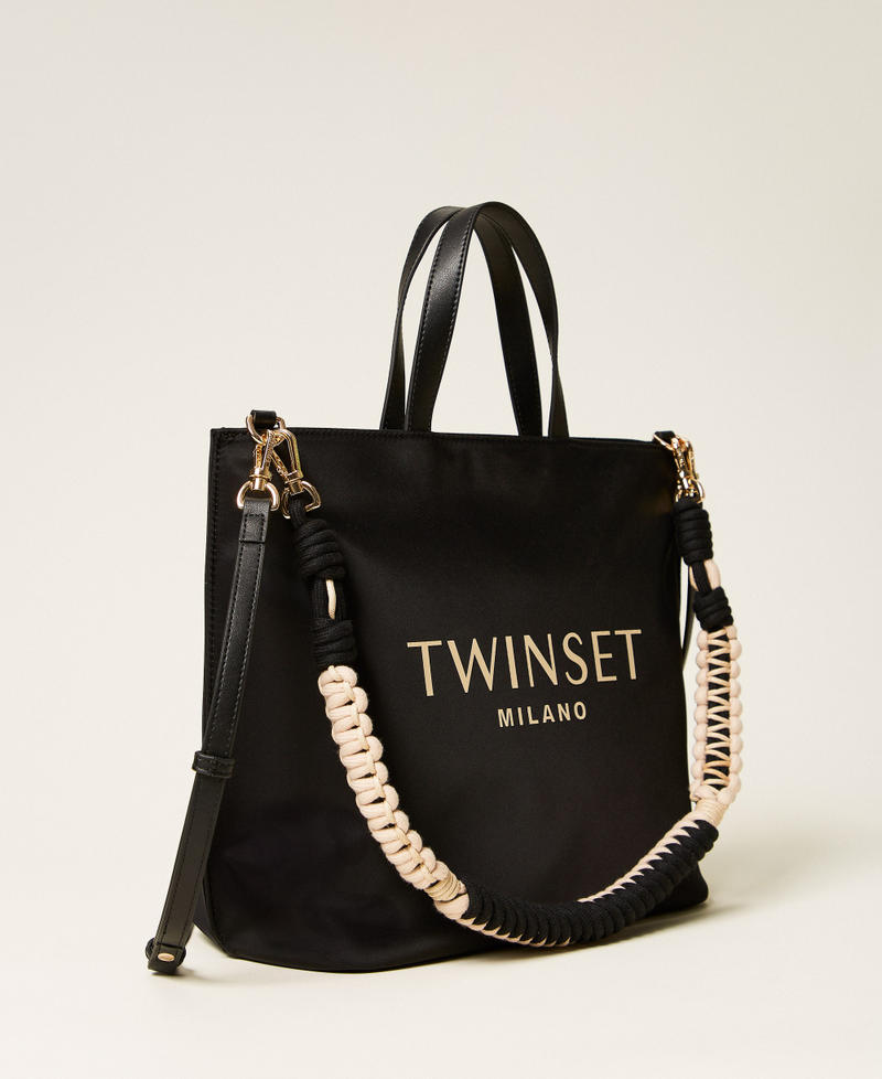 Bolso shopper con logotipo Negro Mujer 261TB7520_00006_02
