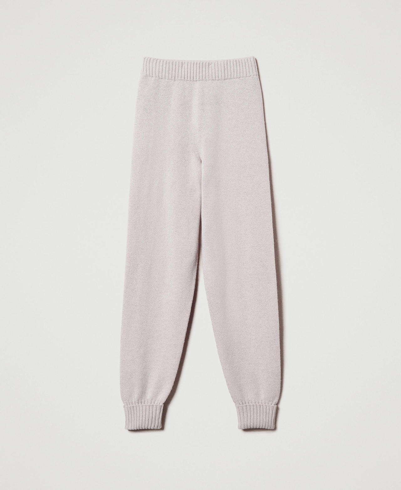 Wool and lurex blend knit joggers Two-tone Snow White / Lurex Gold Woman 242TT3481_12068_0S