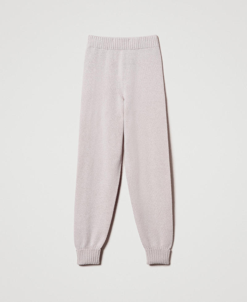 Wool and lurex blend knit joggers Two-tone Snow White / Lurex Gold Woman 242TT3481_12068_0S