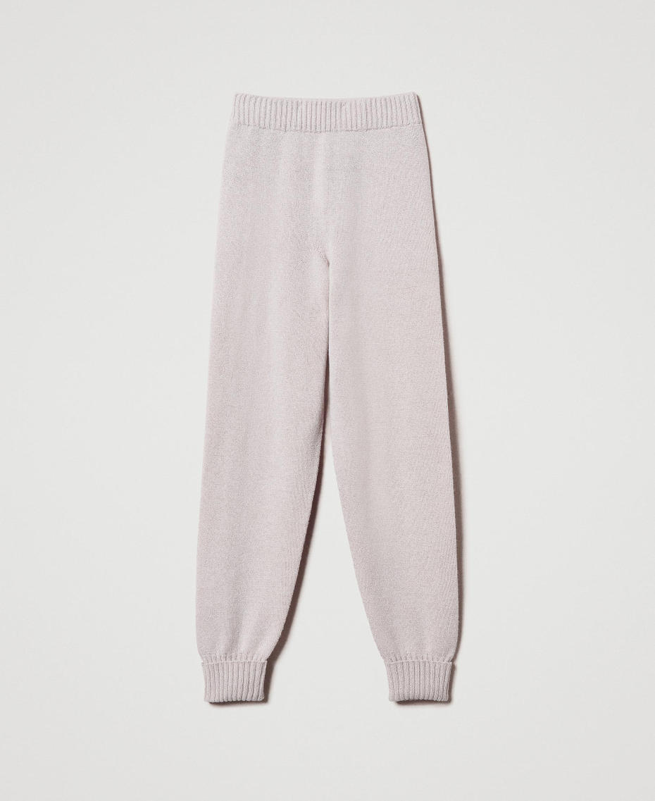 Wool and lurex blend knit joggers Two-tone Snow White / Lurex Gold Woman 242TT3481_12068_S0