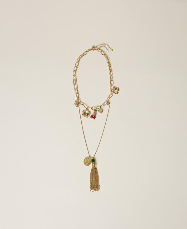Set of necklaces with pendants and tassel