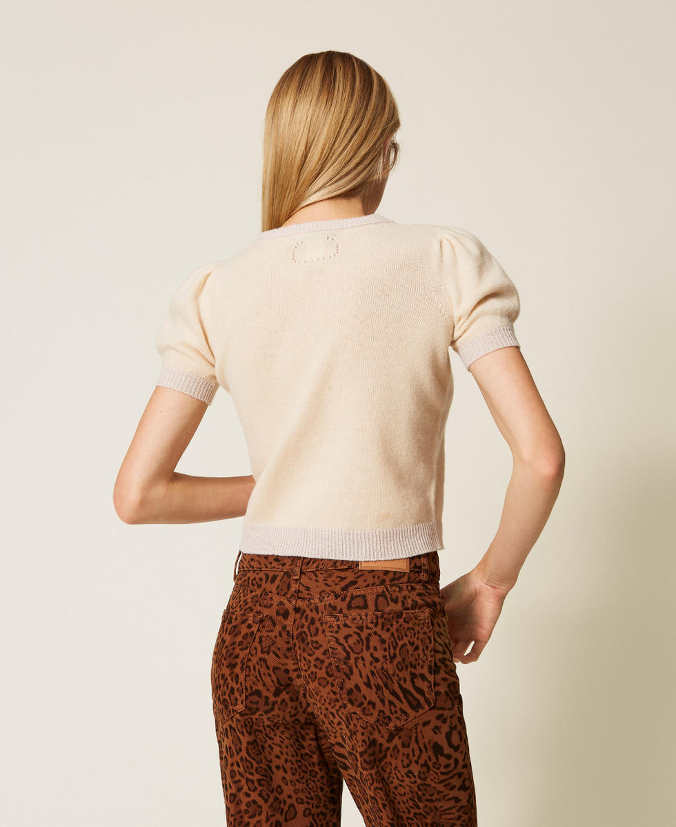 Cashmere blend jumper with lurex Chantilly/Snow Gold Lurex Woman 252TP3581_12790_03