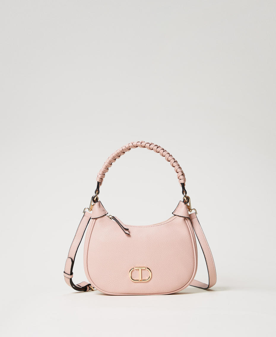 Hobo bag with braided handle Dusty Pink Woman 251TD8061_00401_01