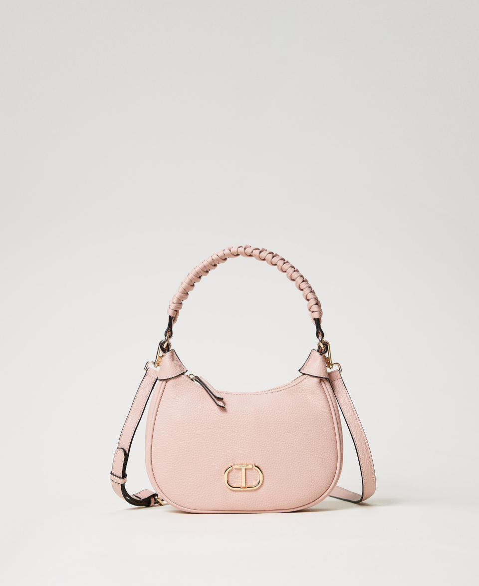 Hobo bag with braided handle Dusty Pink Woman 251TD8061_00401_01
