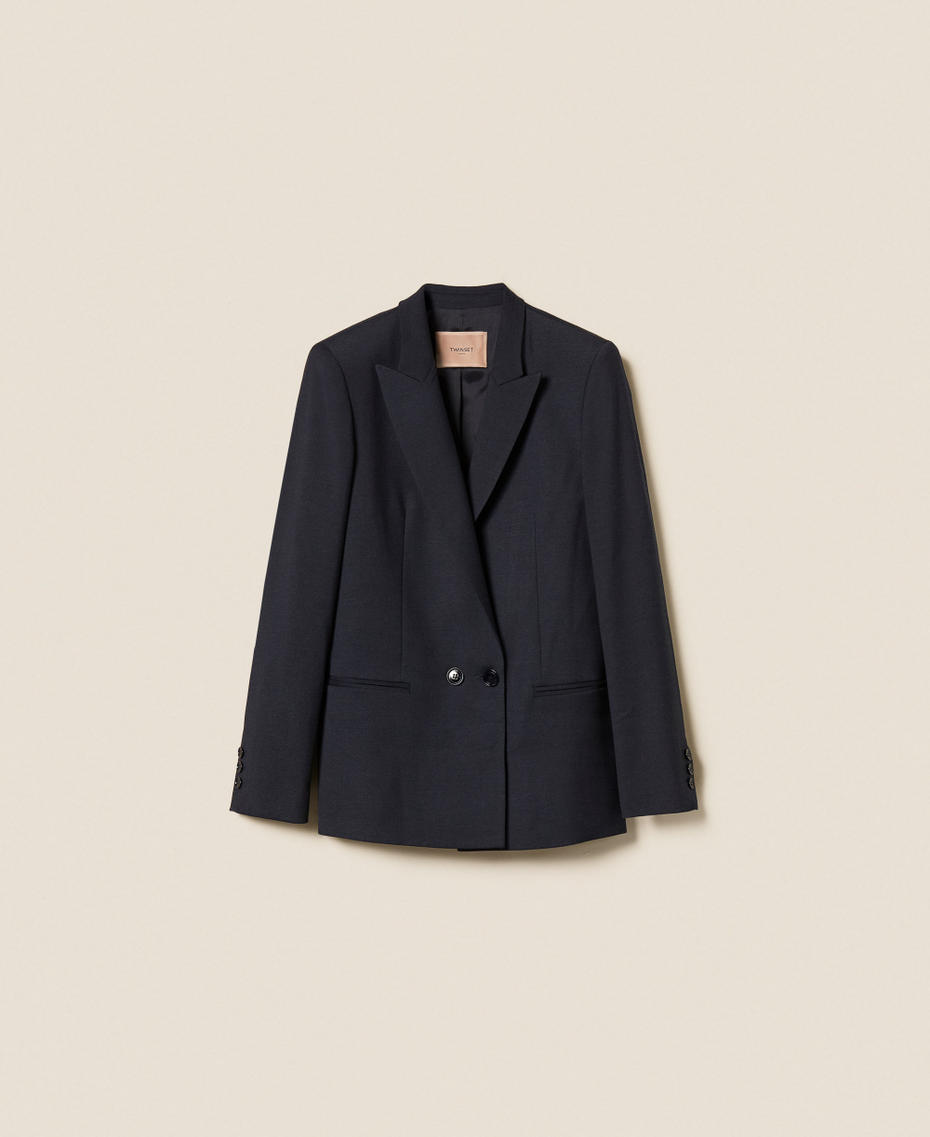 Wool blend blazer Classic Blue Woman 252TT2128_11956_S0