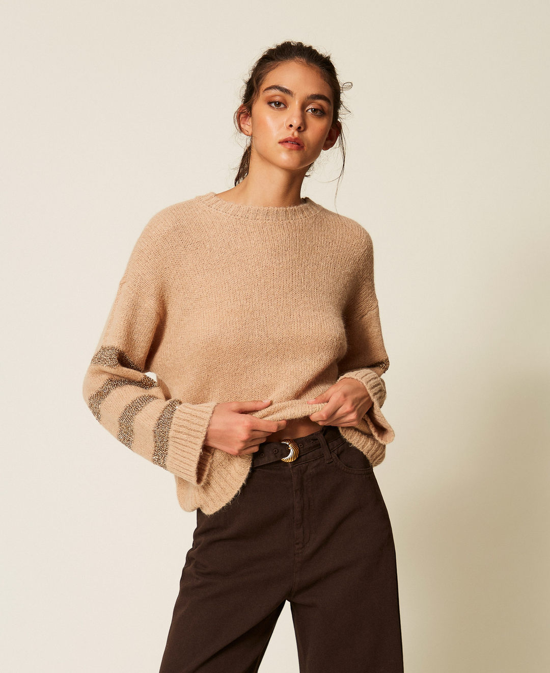 Pull en alpaga mélangé avec rayures