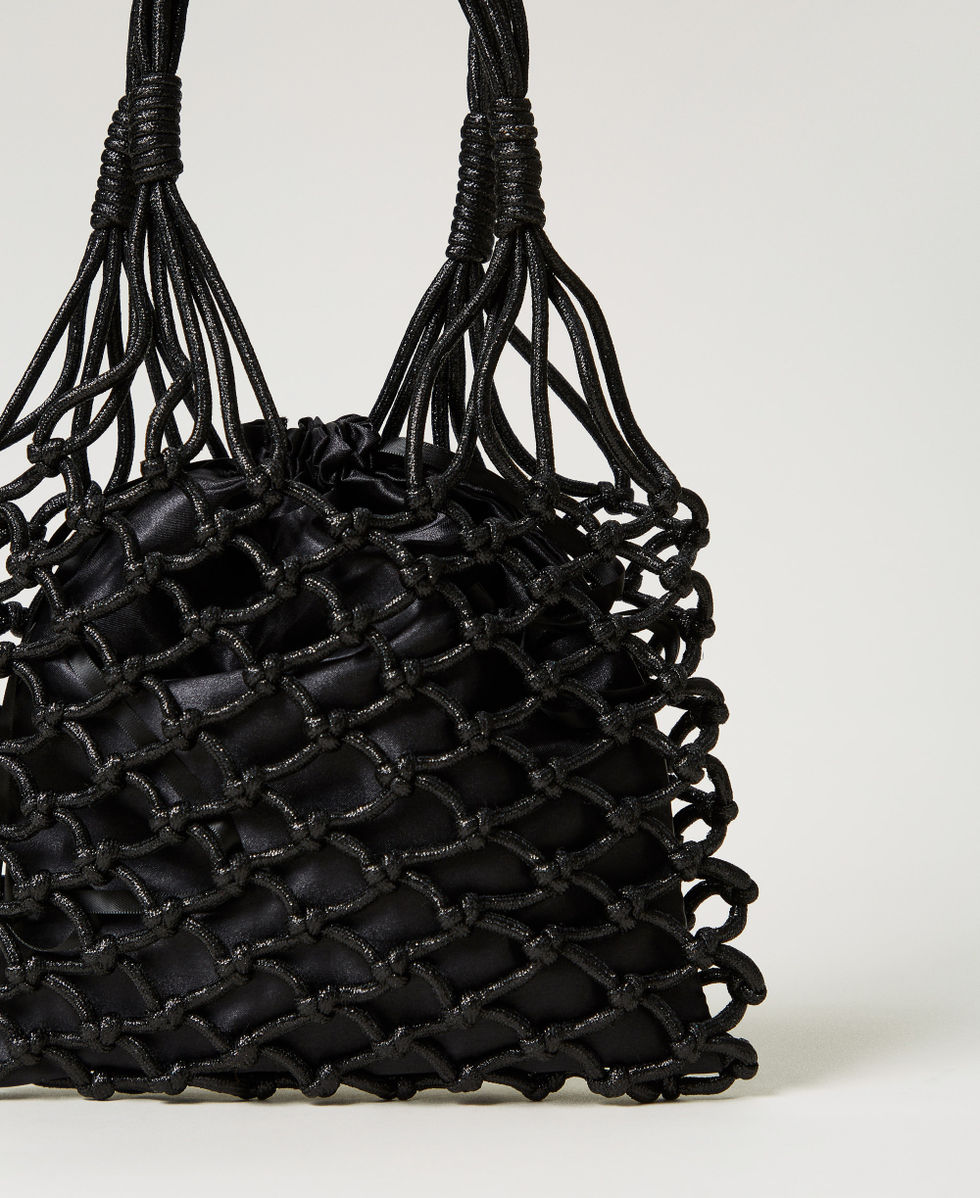 Borsa shopper &lsquo;Aliz&eacute;e&rsquo; in rete lurex Nero Donna 251TD8250_00006_03
