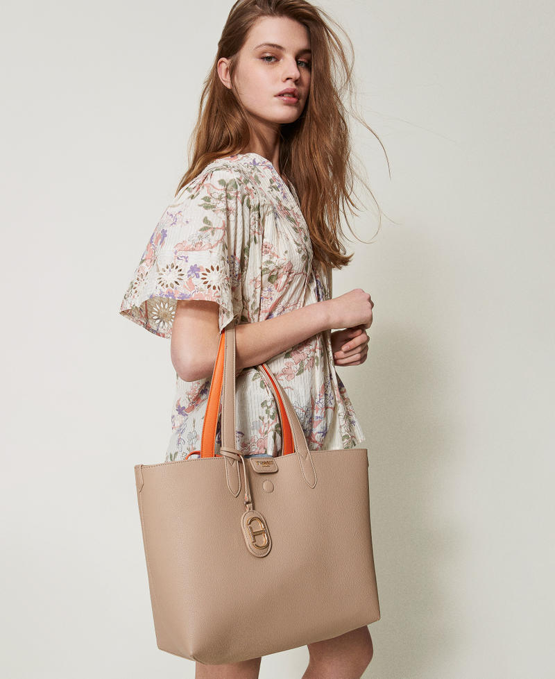 Borsa shopper ‘Everywhere’ reversibile Bicolor Beige "Rope" / Arancio Donna 251TB7300_12240_0T