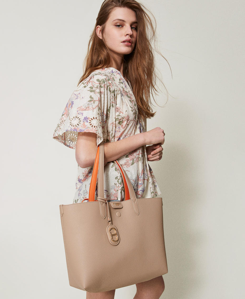 Borsa shopper ‘Everywhere’ reversibile Bicolor Beige "Rope" / Arancio Donna 251TB7300_12240_0T